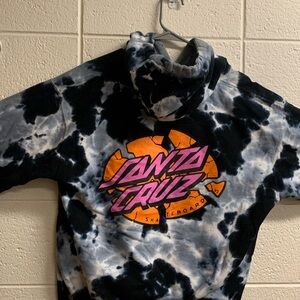 Santa Cruz Black and White Tie-Dye Hoodie